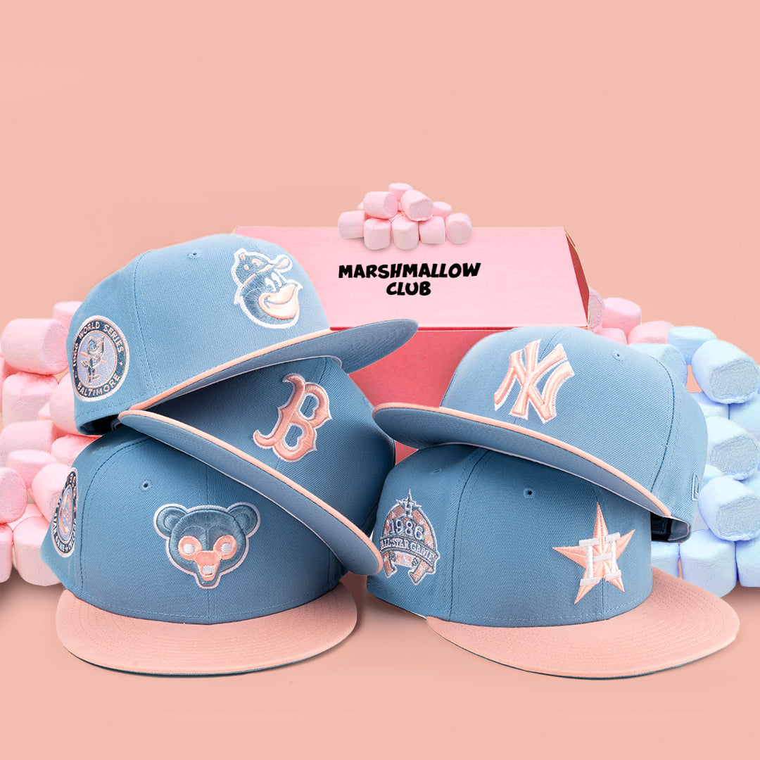 Houston Astros Cotton Candy Pack 1986 All Star Game Patch Baby Pink UV  59FIFTY Fitted Hat
